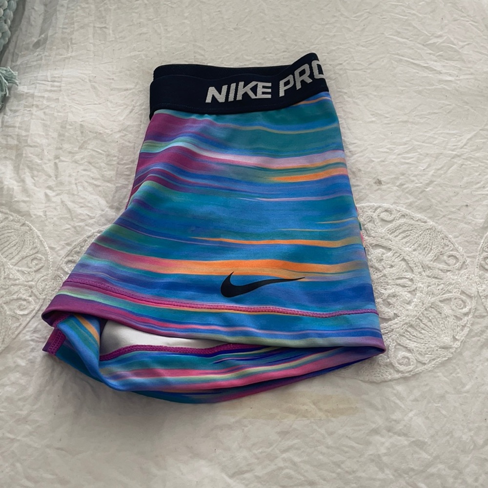 Size small rainbow Nike pro spandex shorts